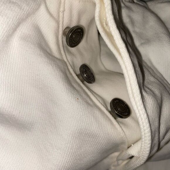 KANCAN Penelope 90s High Rise Button Fly Flare White Distressed Denim Jeans - Picture 8 of 10